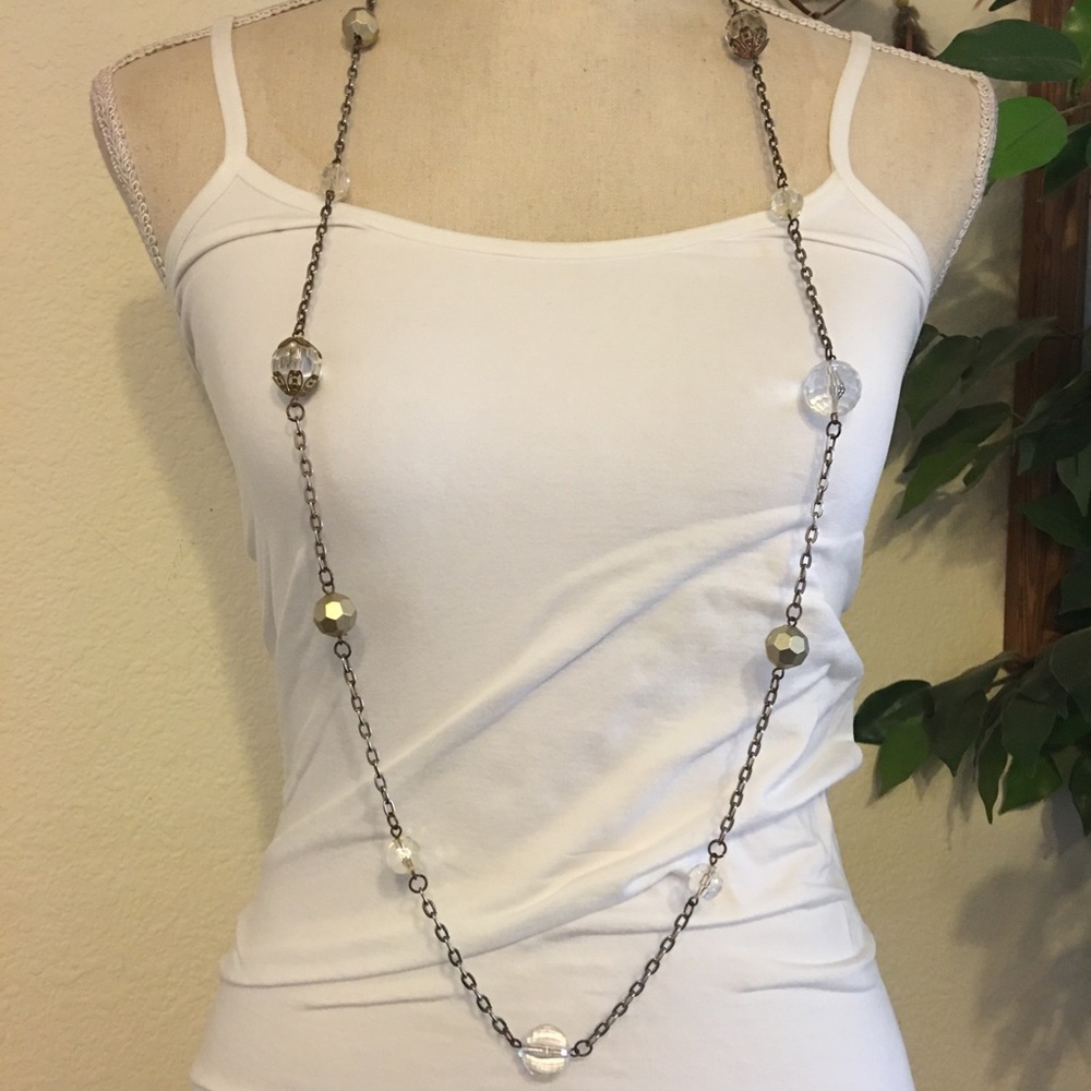 Vintage faceted resin beaded chain necklace